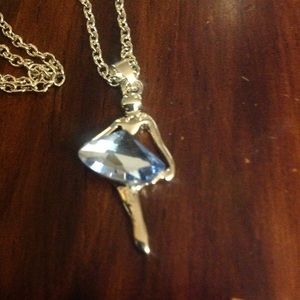 Sparkly Ballerina Dancer silver necklace